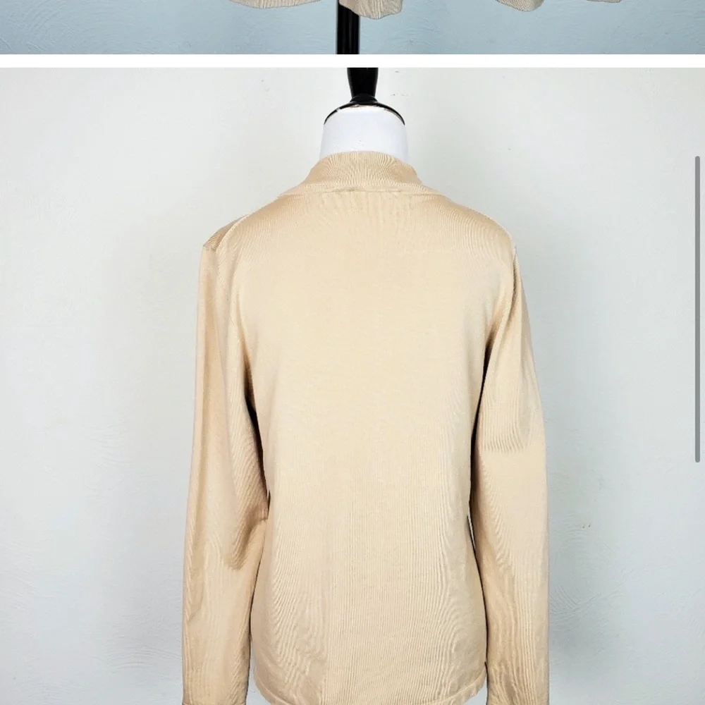Pendleton Sweater Tan Silk Blend Knit Minimalist Neutral Capsule Wardrobe Spring - Picture 4 of 8